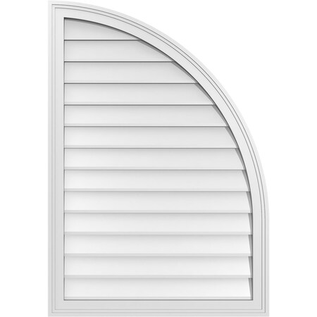 Ekena Millwork Quarter Round Top Right Surface Mount PVC Gable Vent w/ 2"W x 1-1/2"P Brickmould Frame, 28"W x 40"H GVPQR28X4002SN